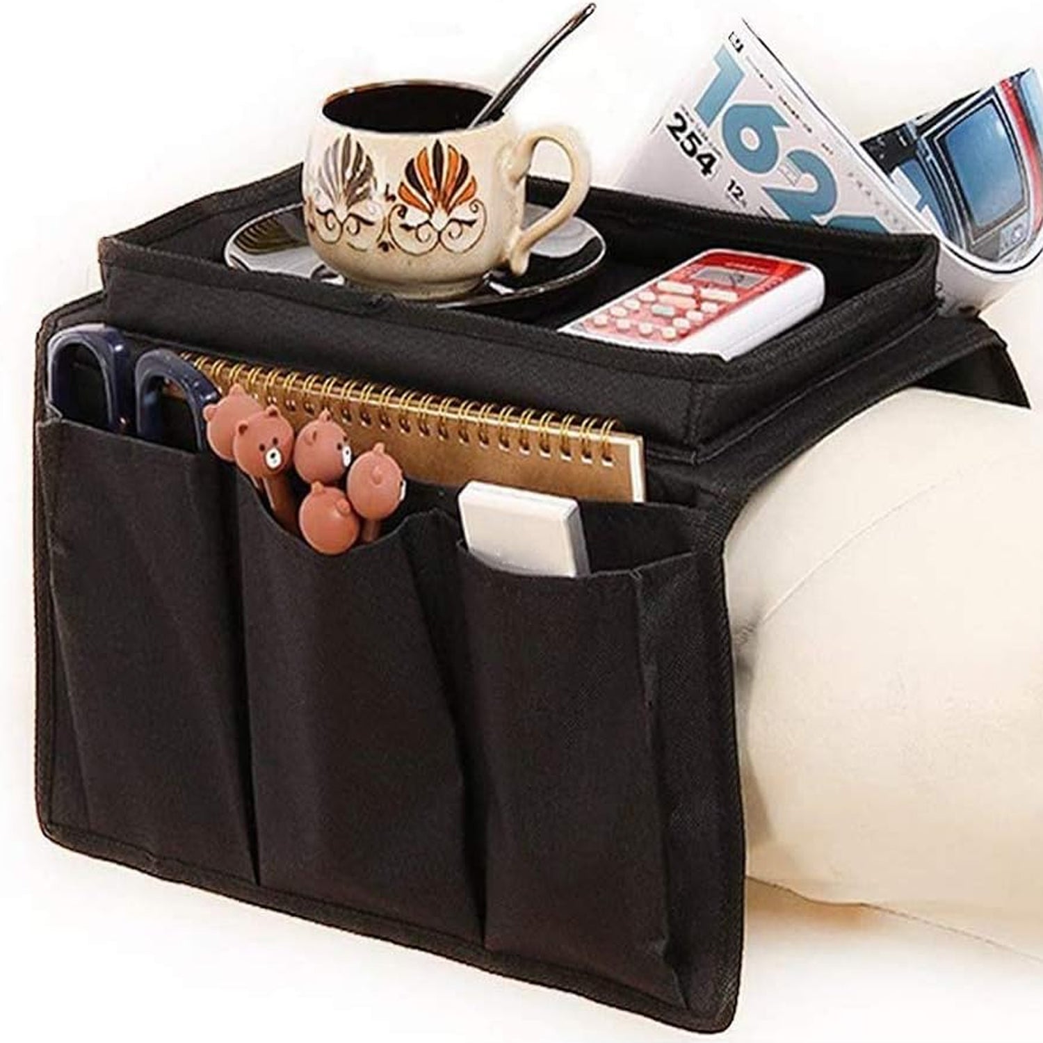 8164 Sofa Arm Rest Hanging Storage Bag, Storage Bag for Sofa Ideal for Sorting Magazines iPad Books (Black) 8164 Sofa Arm Rest Hanging Storage Bag, Storage Bag for Sofa Ideal for Sorting Magazines iPad Books (Black)